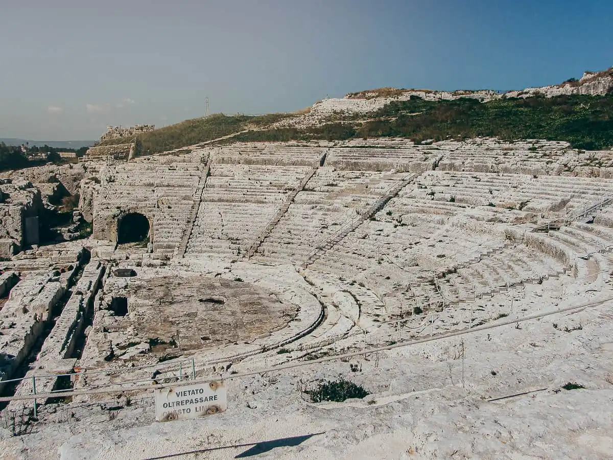 Roman Theatre in Neapolis Archeological part in Syracuse