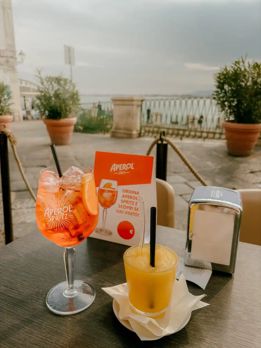 Aperol spritz at cafe in Syracuse