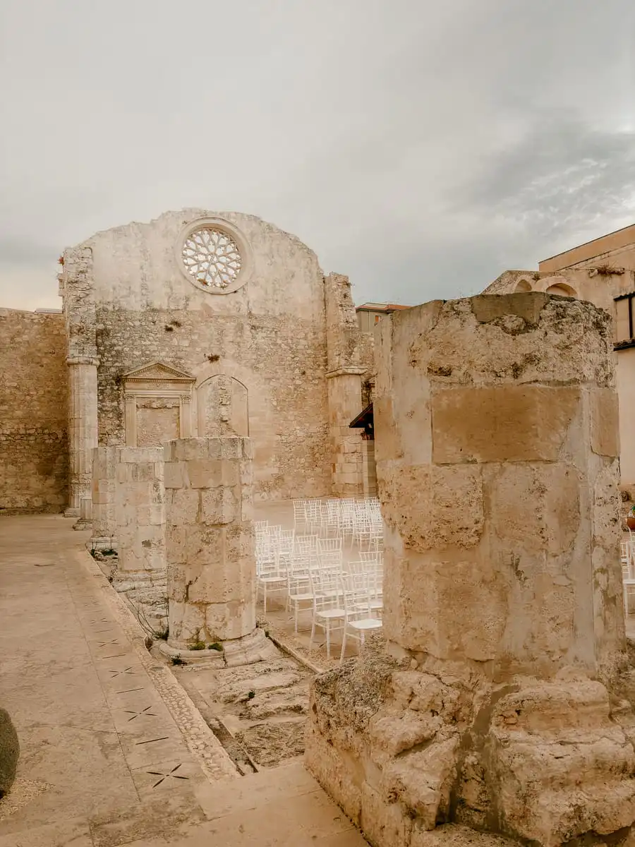 Church in front of Catacombs di san giovanni in Syracuse