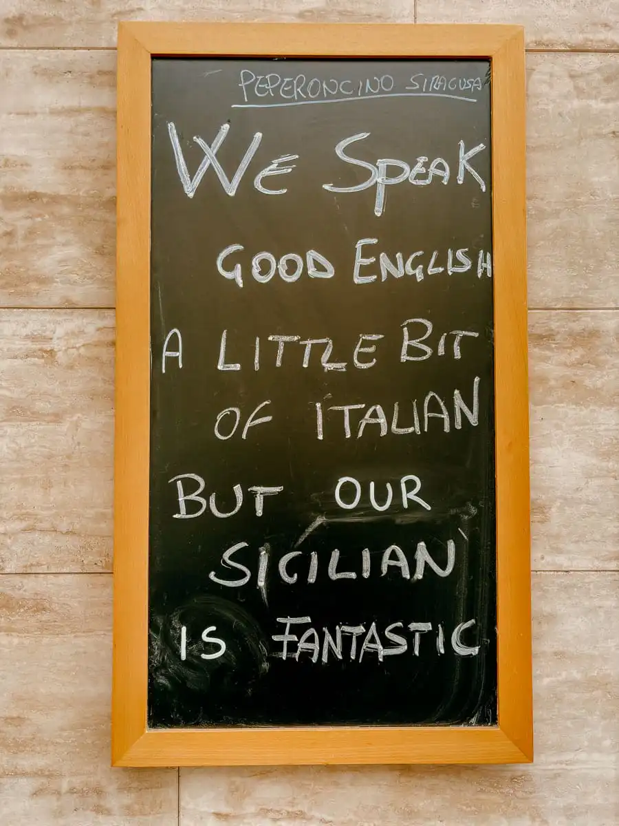 Sign in Ortigia Syracuse