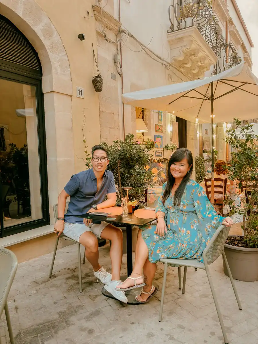 Sitting at the restaurant in Ortigia