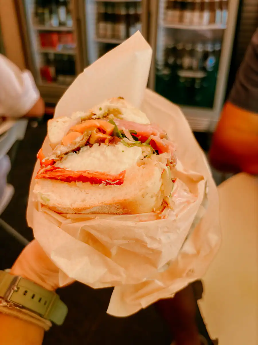 close up picture of the italian sandwich