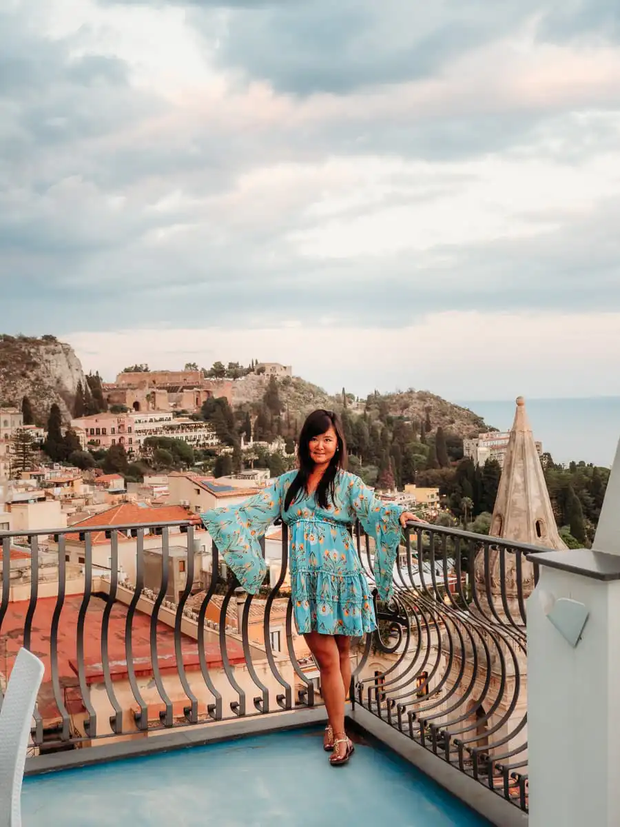Rooftop terrace view in Taormina
