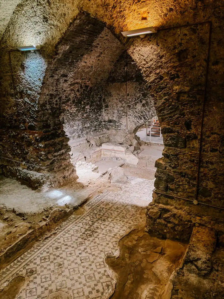 ancient roman ruins in the monastery in catania