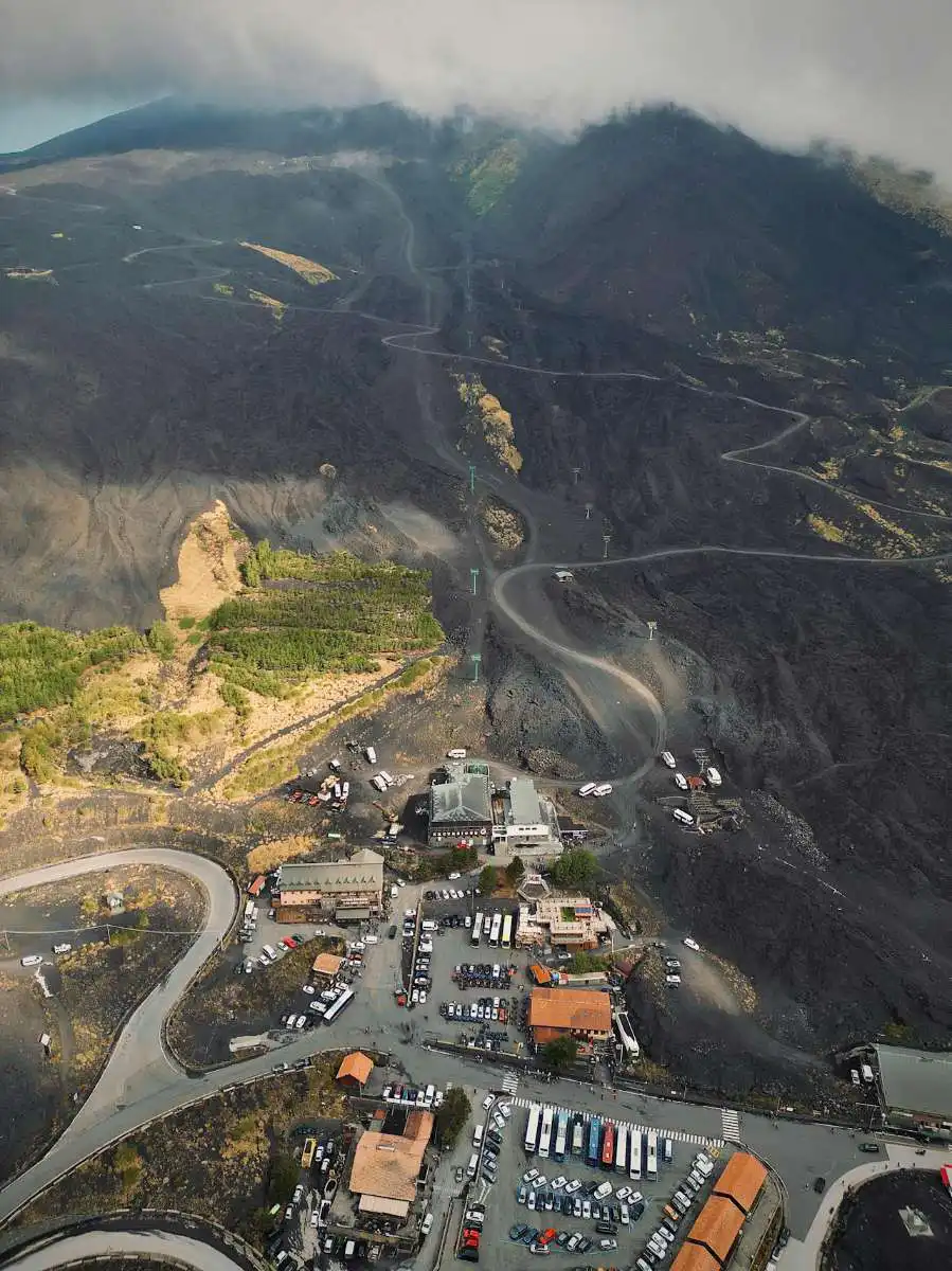 Mount Etna parking and chairlift area
