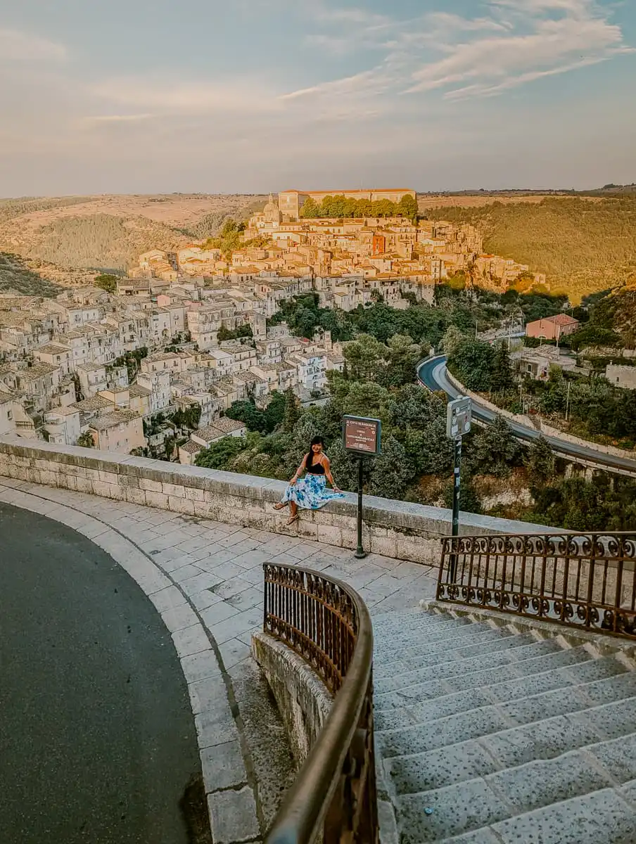 Sitting on the ledge overlooking Ragusa Ibla