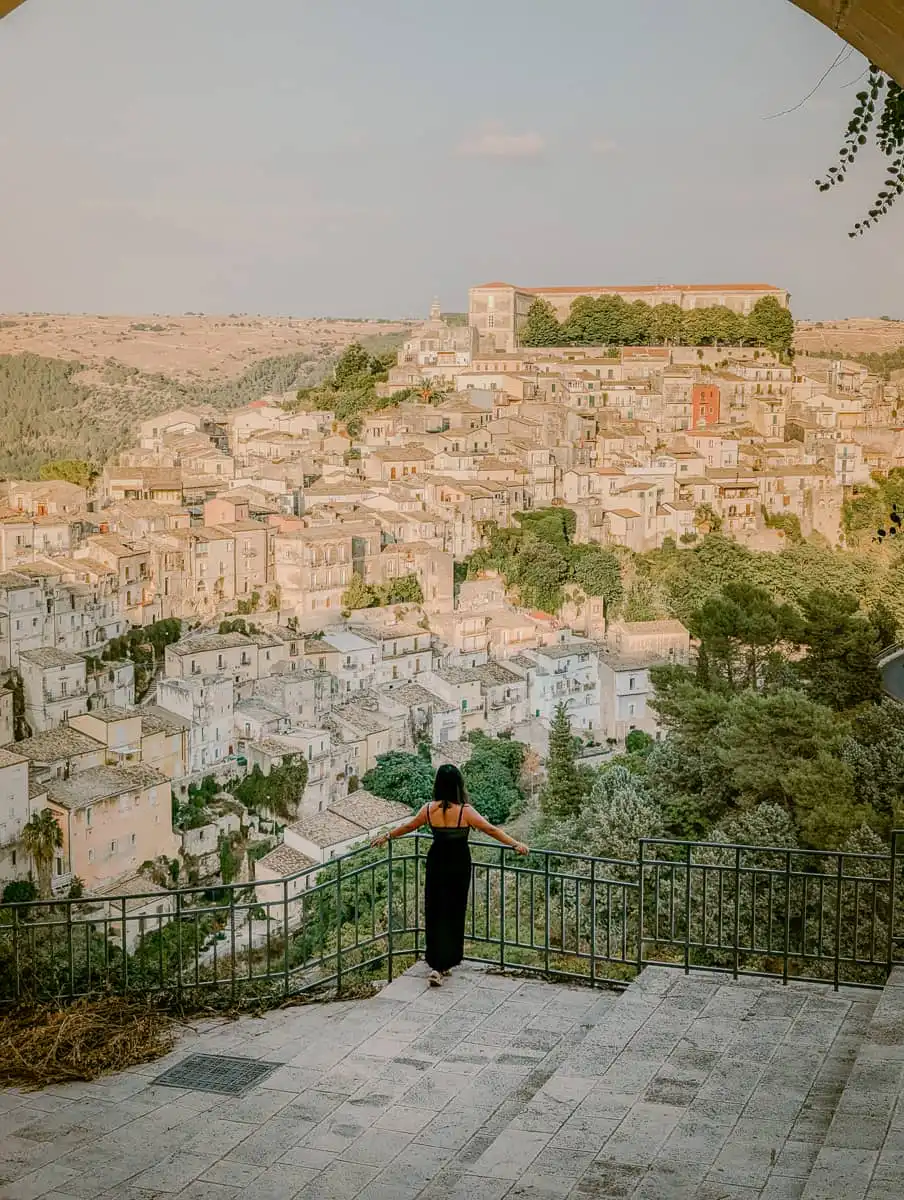 High view of Ragusa Ibla from the staircase, one of the best things to do in Ragusa