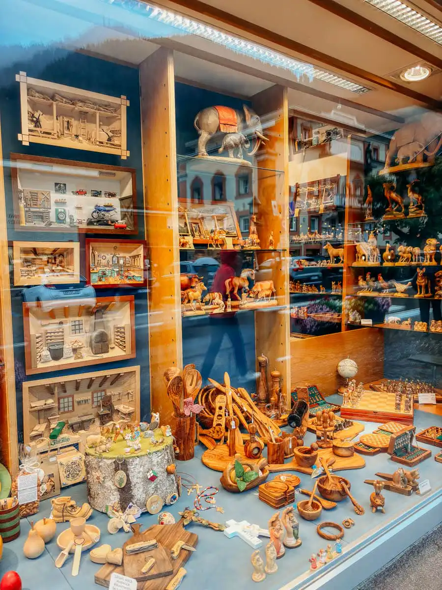 Wood carving shop in the Dolomites
