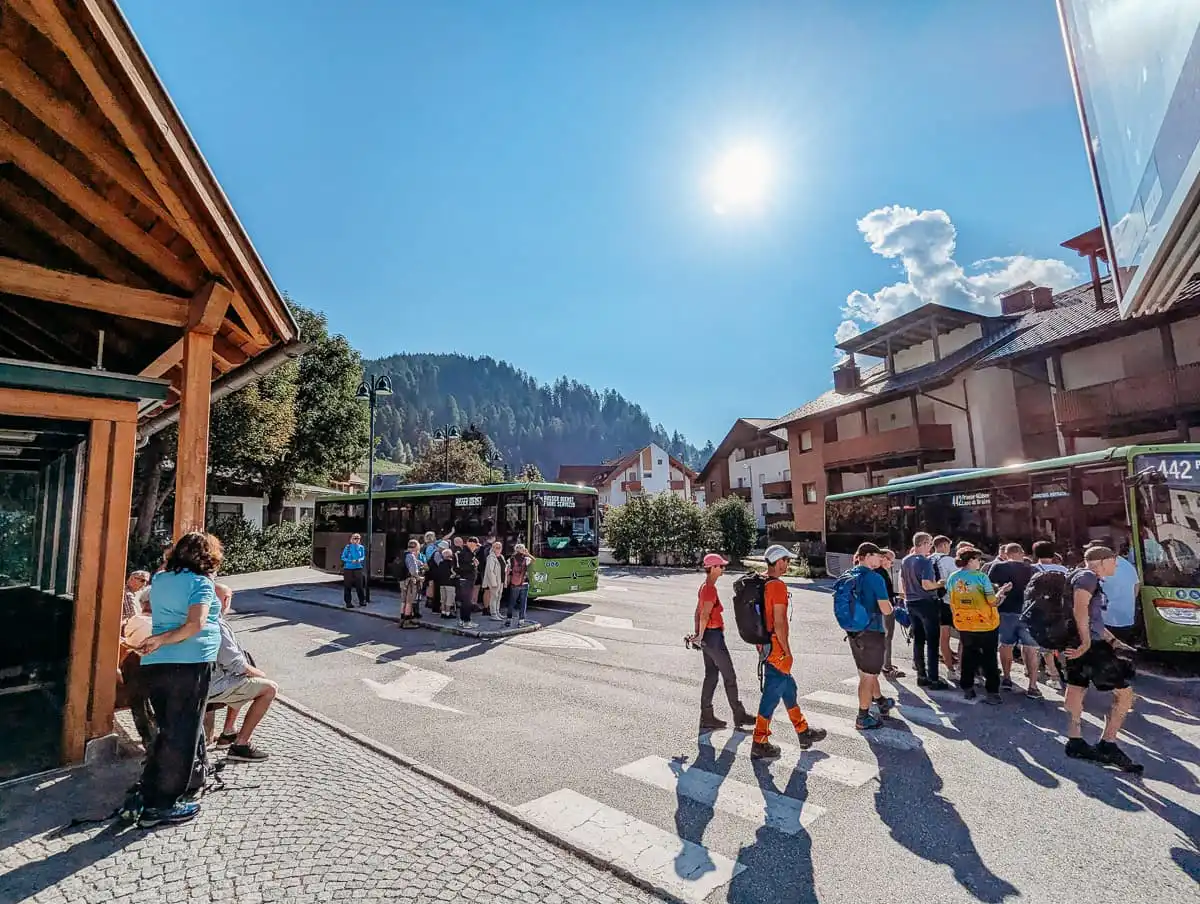 Bus stop in the dolomites