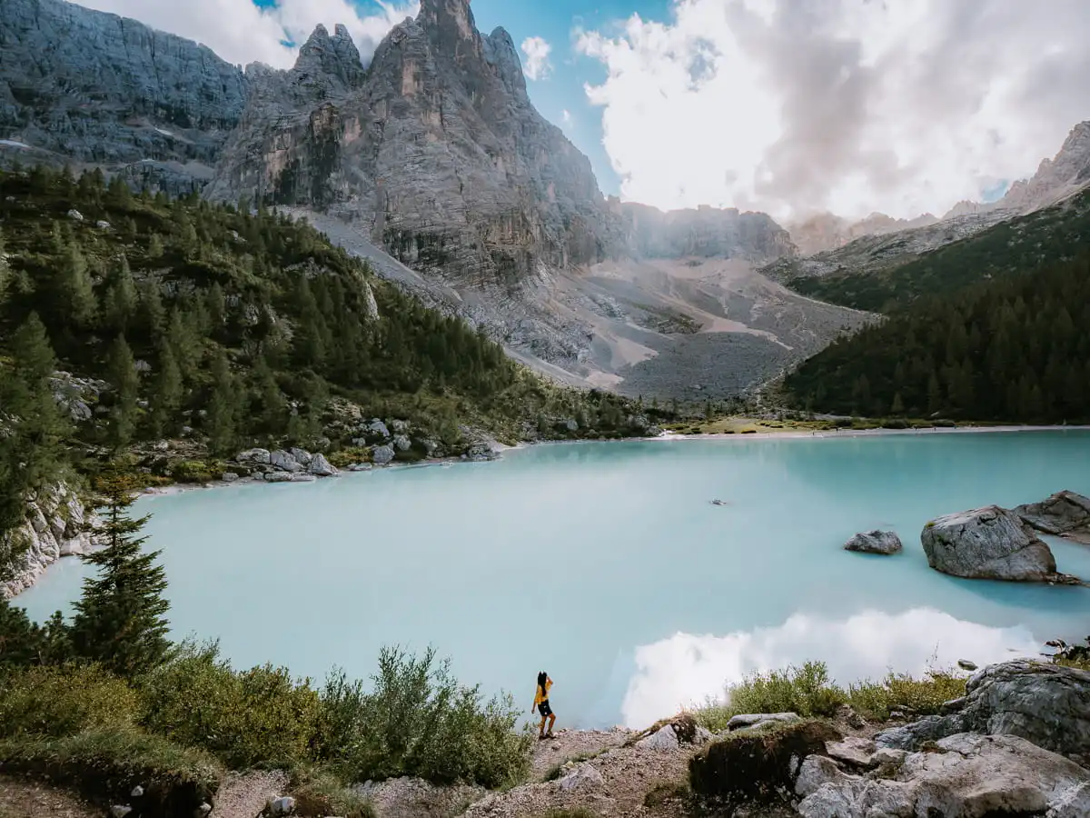 Big panoramic view of Lago di Sorapis