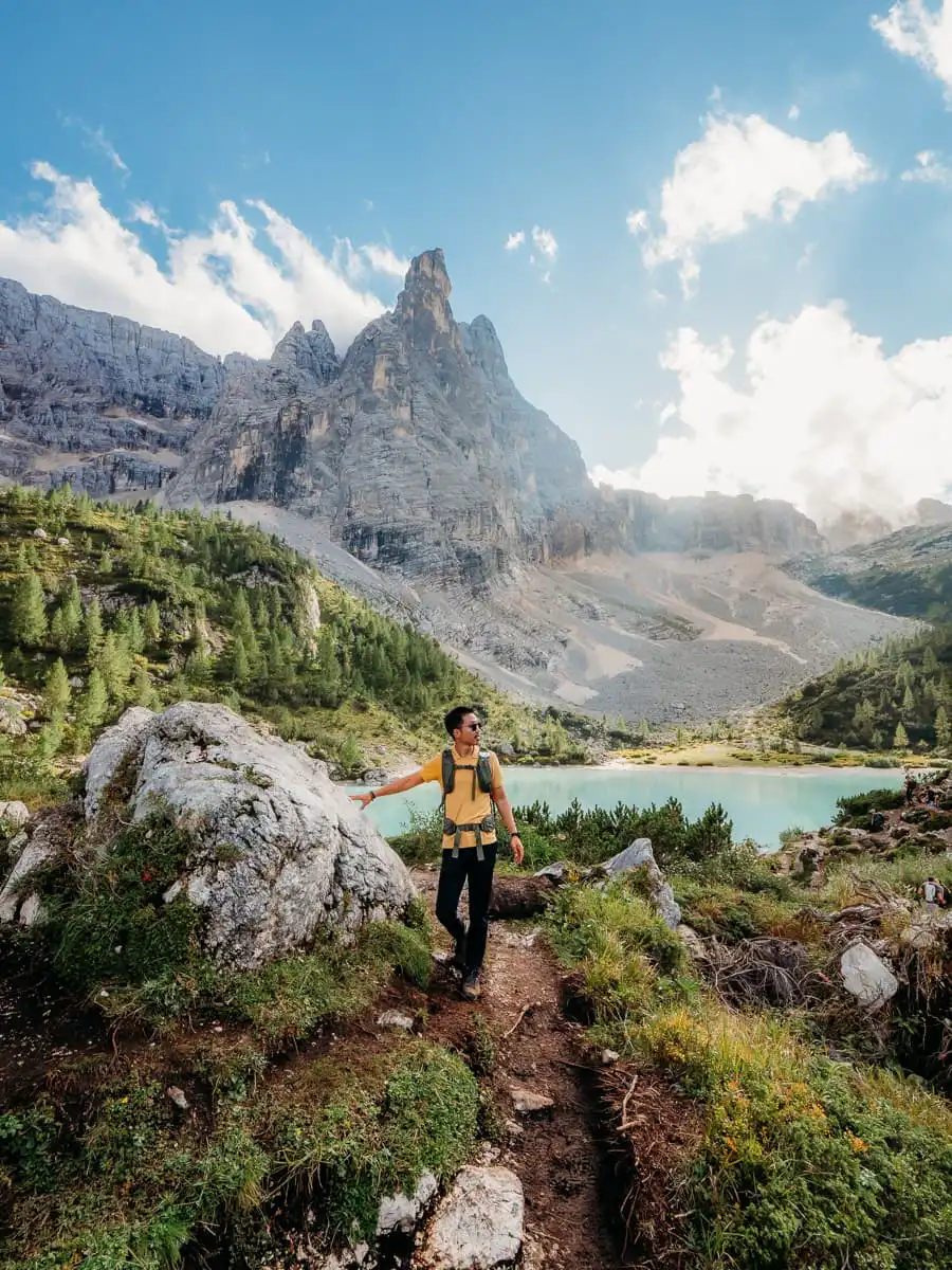 Standing at entrance of lago di sorapis
