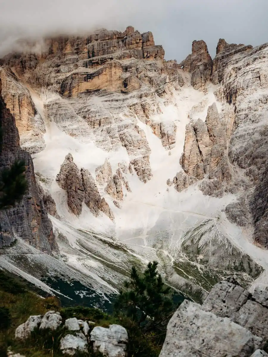 Treacherous terrain in the dolomites