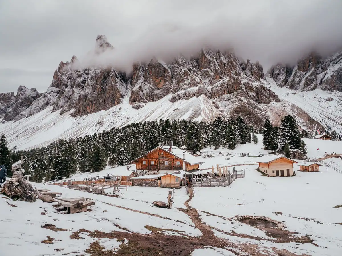Rifugio in the mountains of Dolomites, one of the beautiful viewpoints on our dolomites itinerary