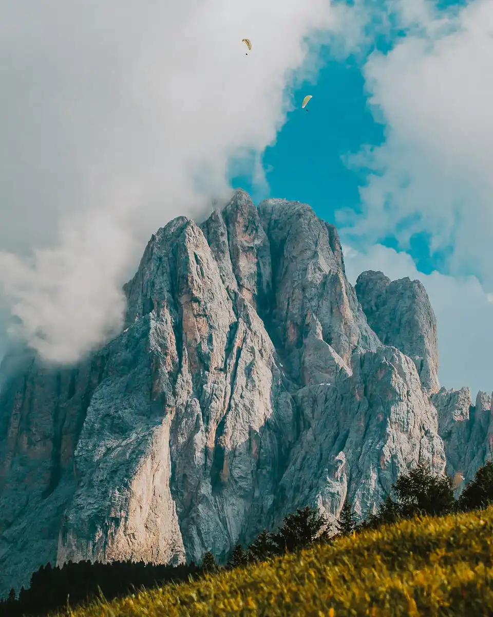 Paragliding over the dolomites