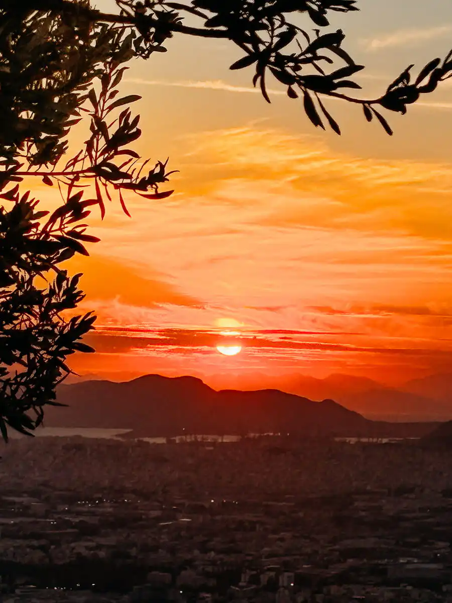 Orange sunset over Athens