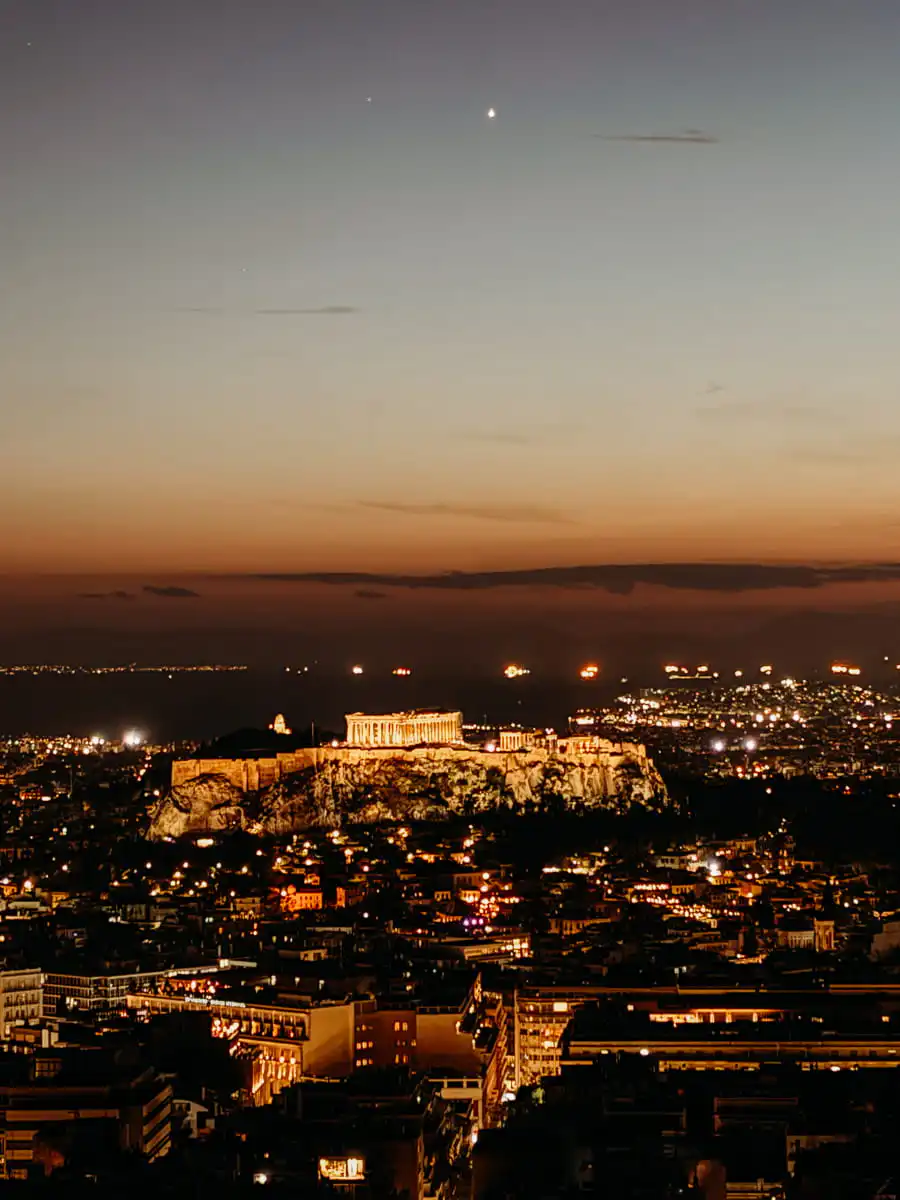 View of the Acropolis at night
