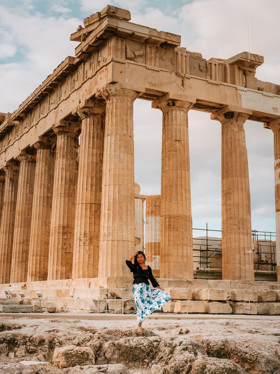 Standing in front of Parthenon in Athens