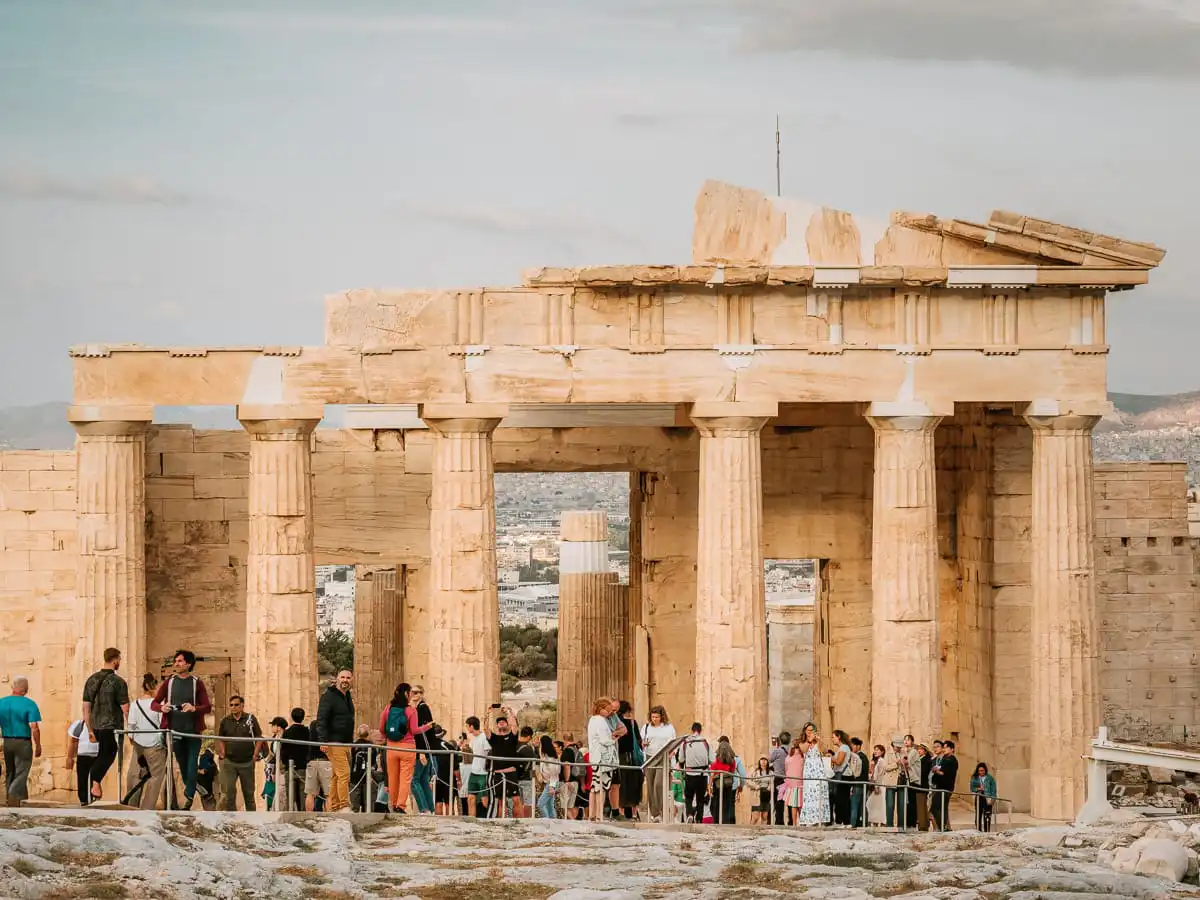 Acropolis entrance with crowds