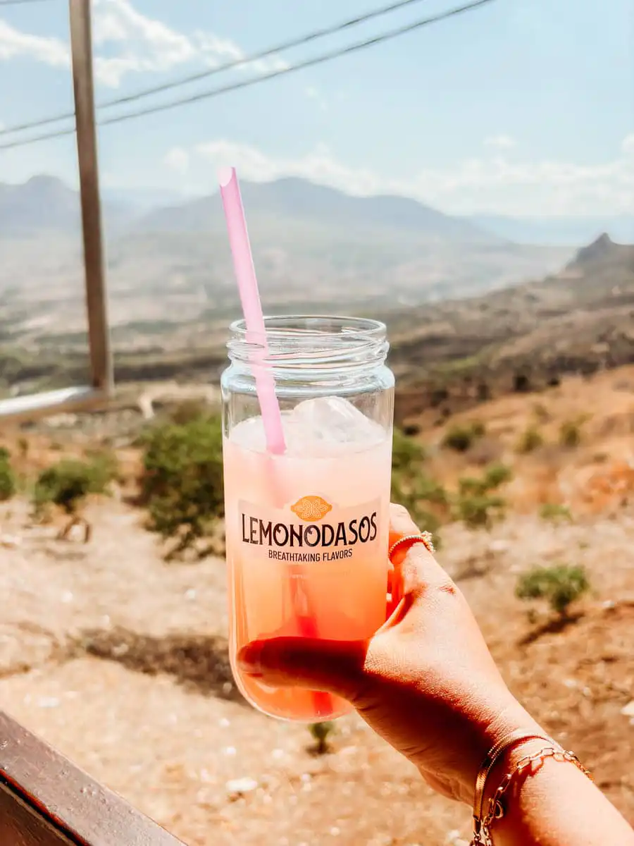 Drink in front of Acrocorinth restaurant