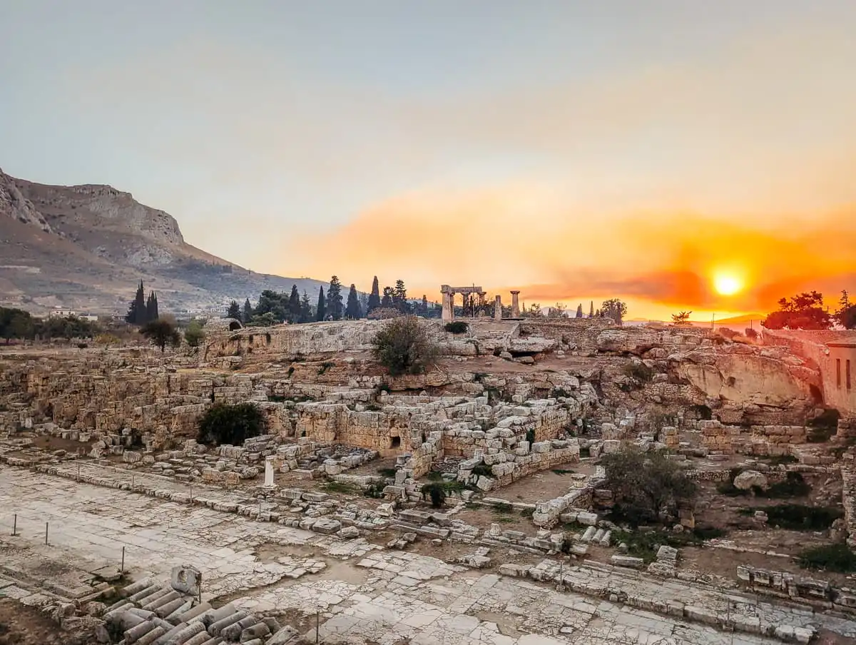 Ancient Corinth at sunset