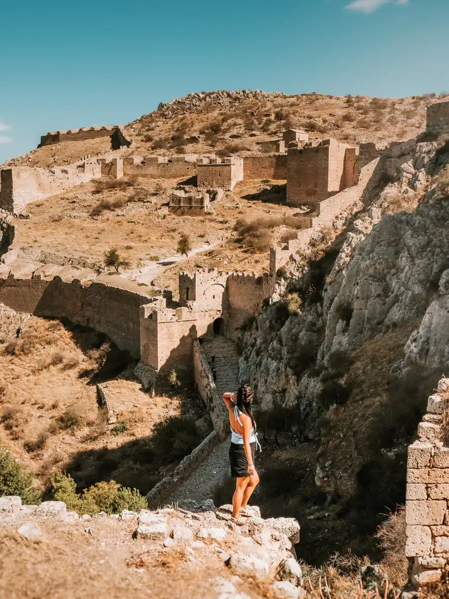 Standing in front of entrance of Acrocorinth