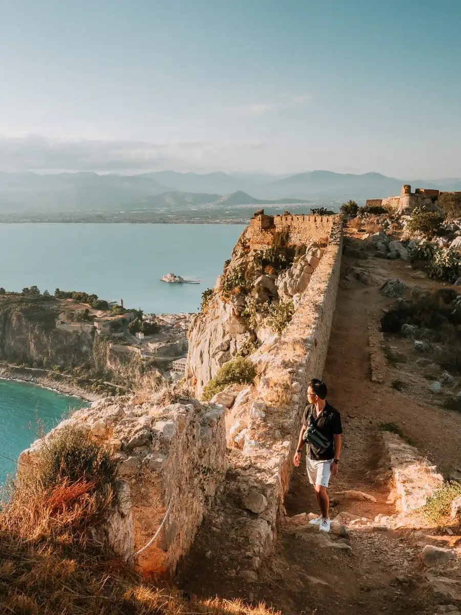 Standing at sunset at Palamidi fortress