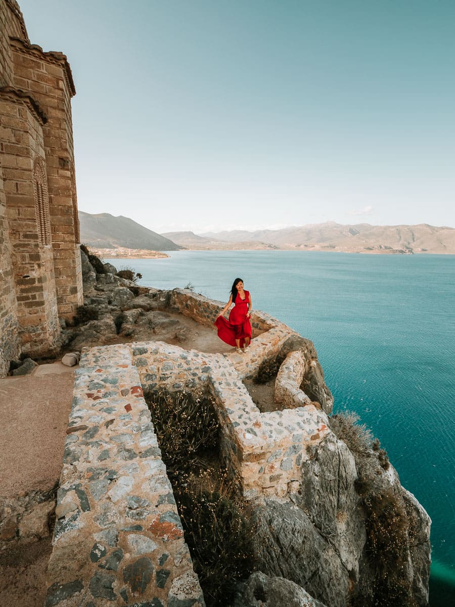 standing on the castle walls of Monemvasia Castle