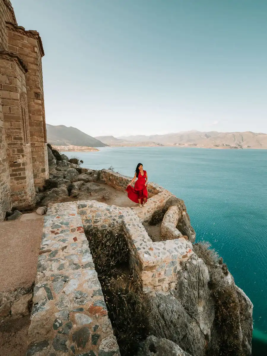 standing on the castle walls of Monemvasia Castle