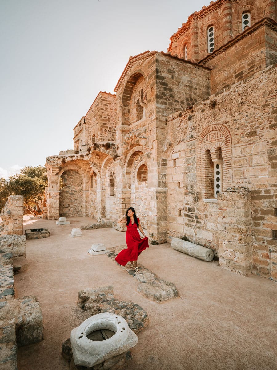 Standing next to Hagia Sophia church in Monemvasia