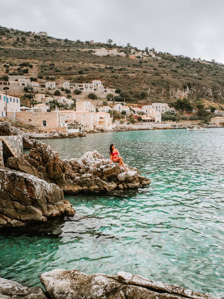 Lounging on a rock near Limeni