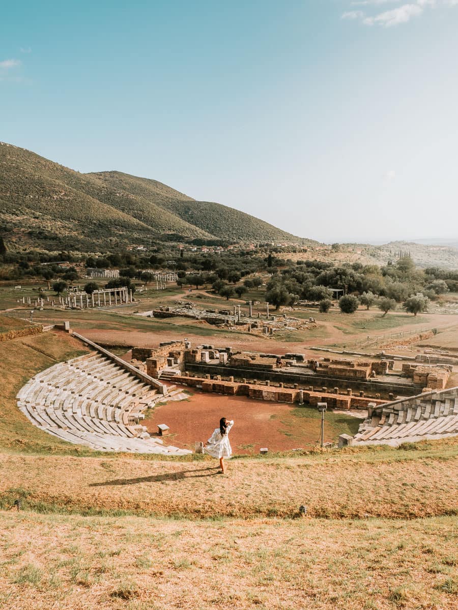 Standing above the amphitheatre at Messene