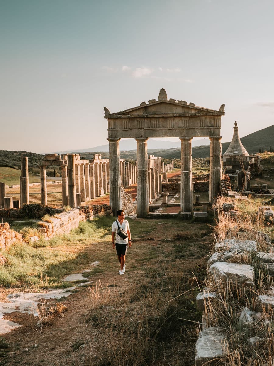 Walking near the gate at Messene ruins