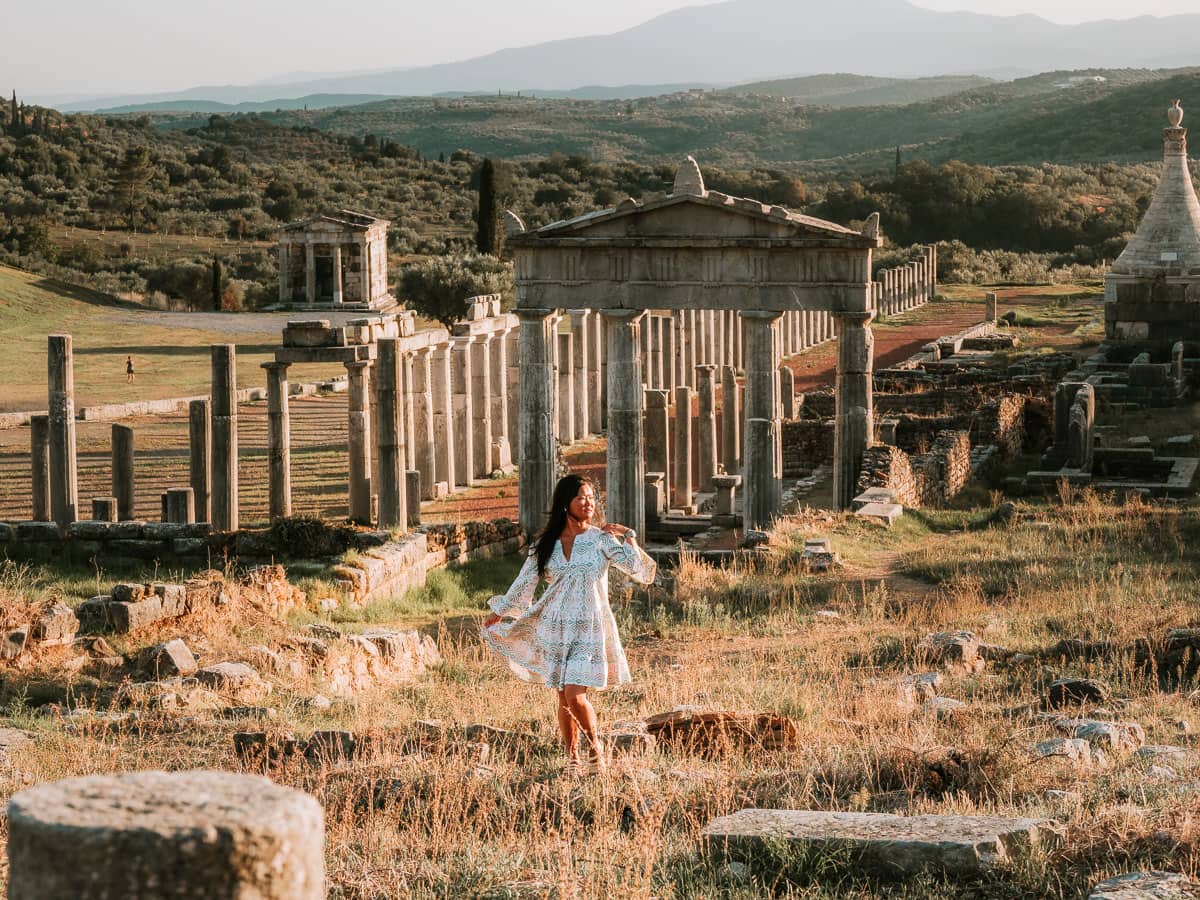 Standing at sunset in the ruins of Messene