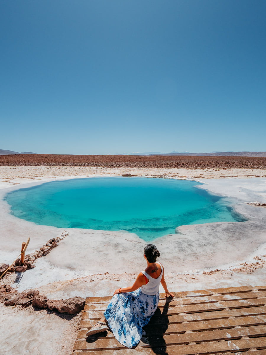 Sitting at laguna Baltinache salt pool