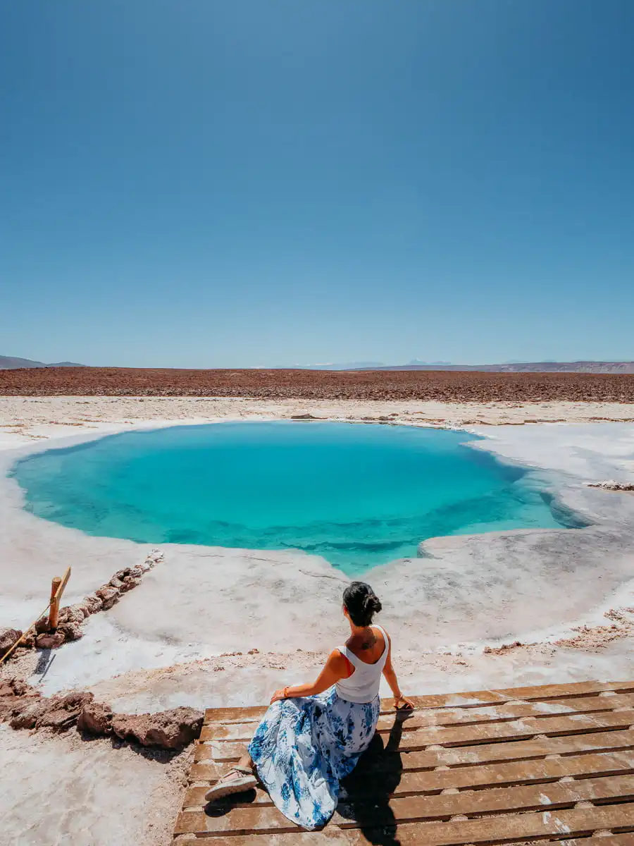 Sitting at laguna Baltinache salt pool