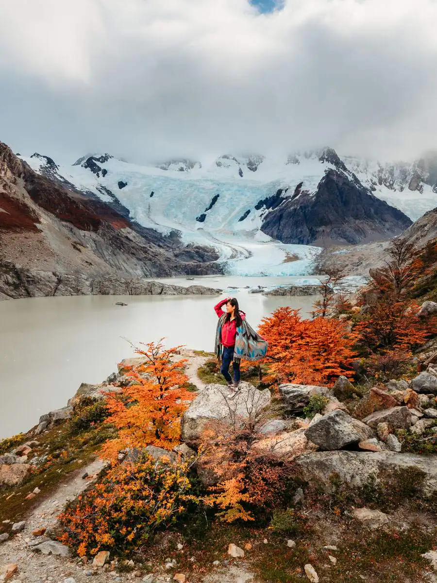 Fall foliage during the Laguna Torre hike in Argentina Patagonia