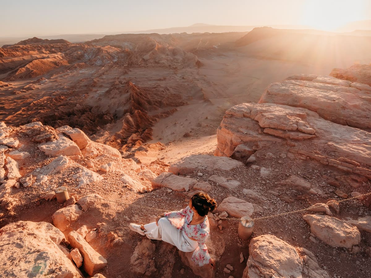 Sitting at Valle de la luna at sunset