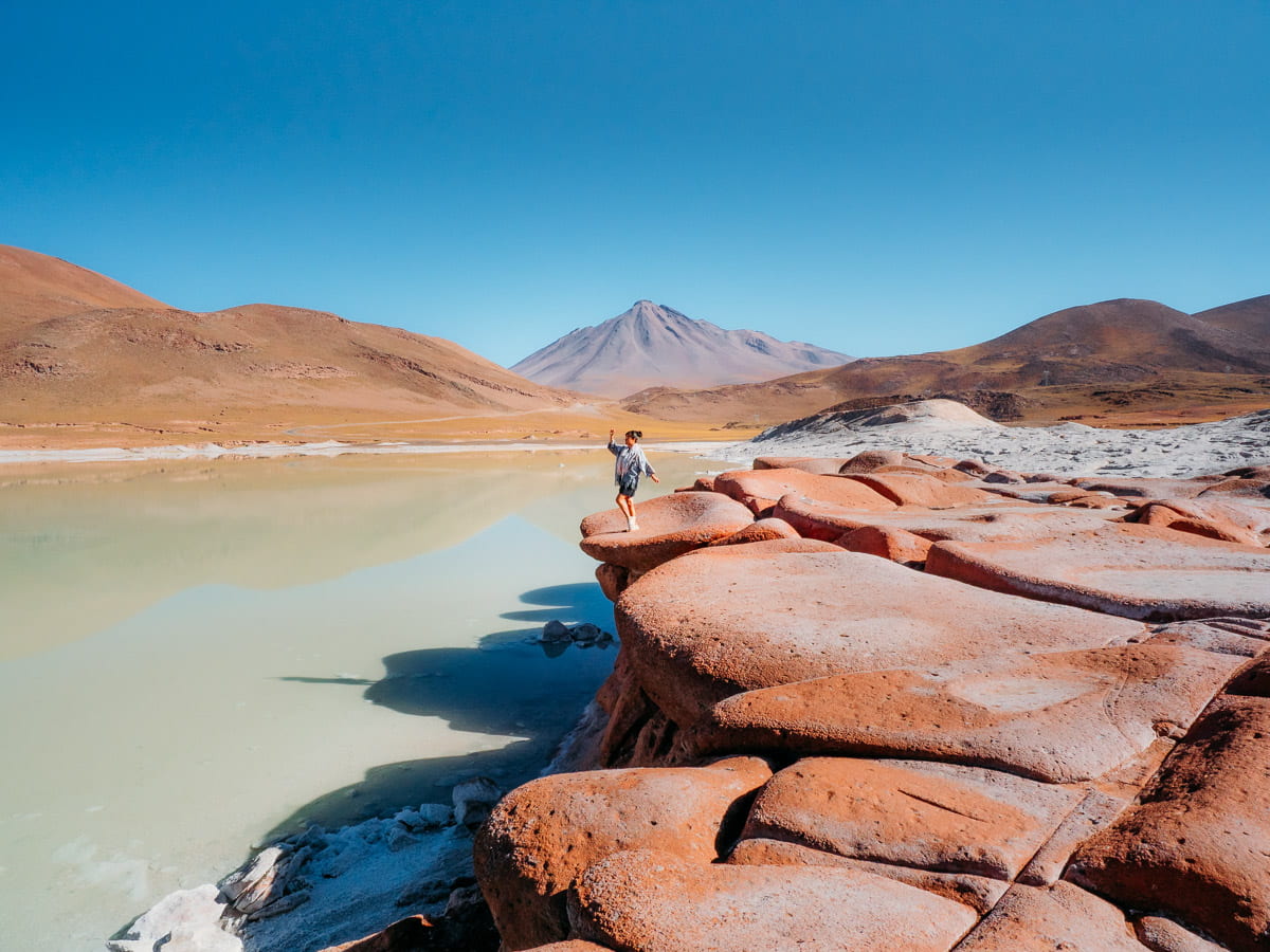 Woman standing at piedras rojas