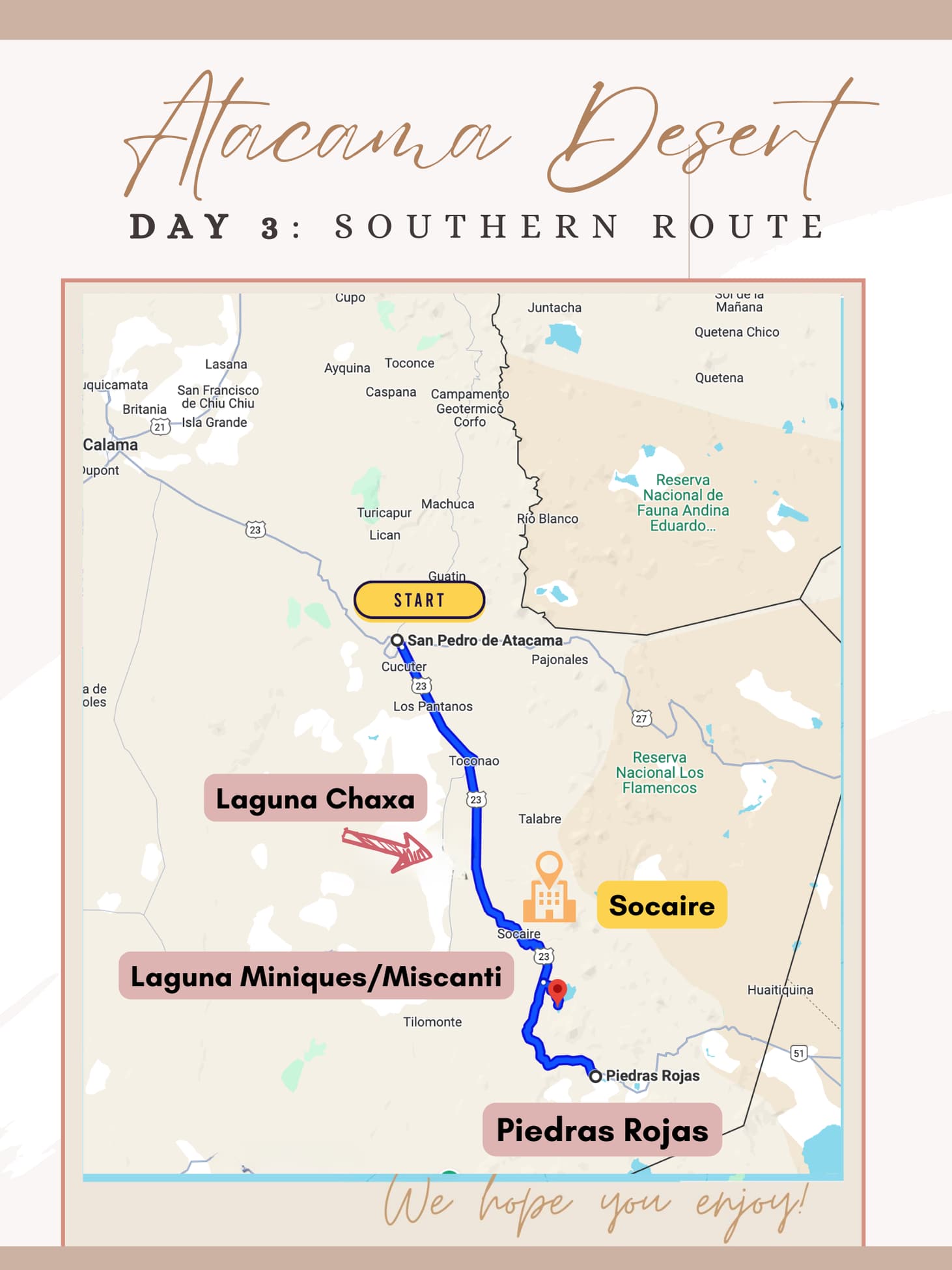 Atacama Desert Itinerary going to the south