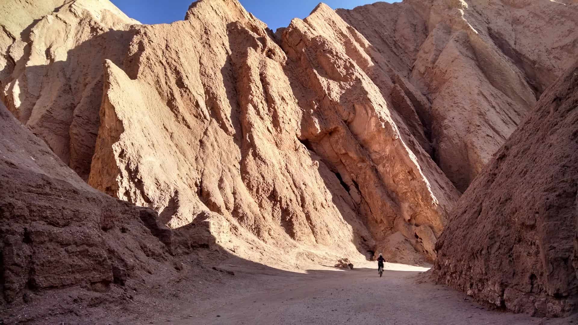 Biking in the canyon in Atacama Desert