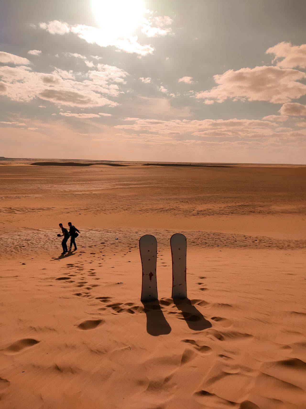 sandboarding in the desert