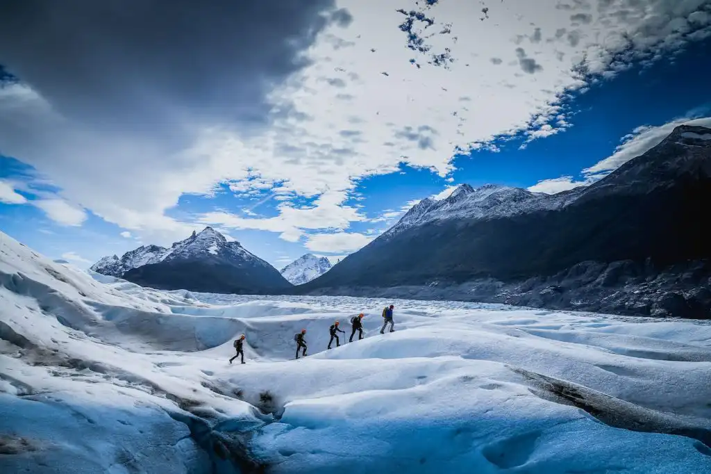 ice trekking on grey glacier