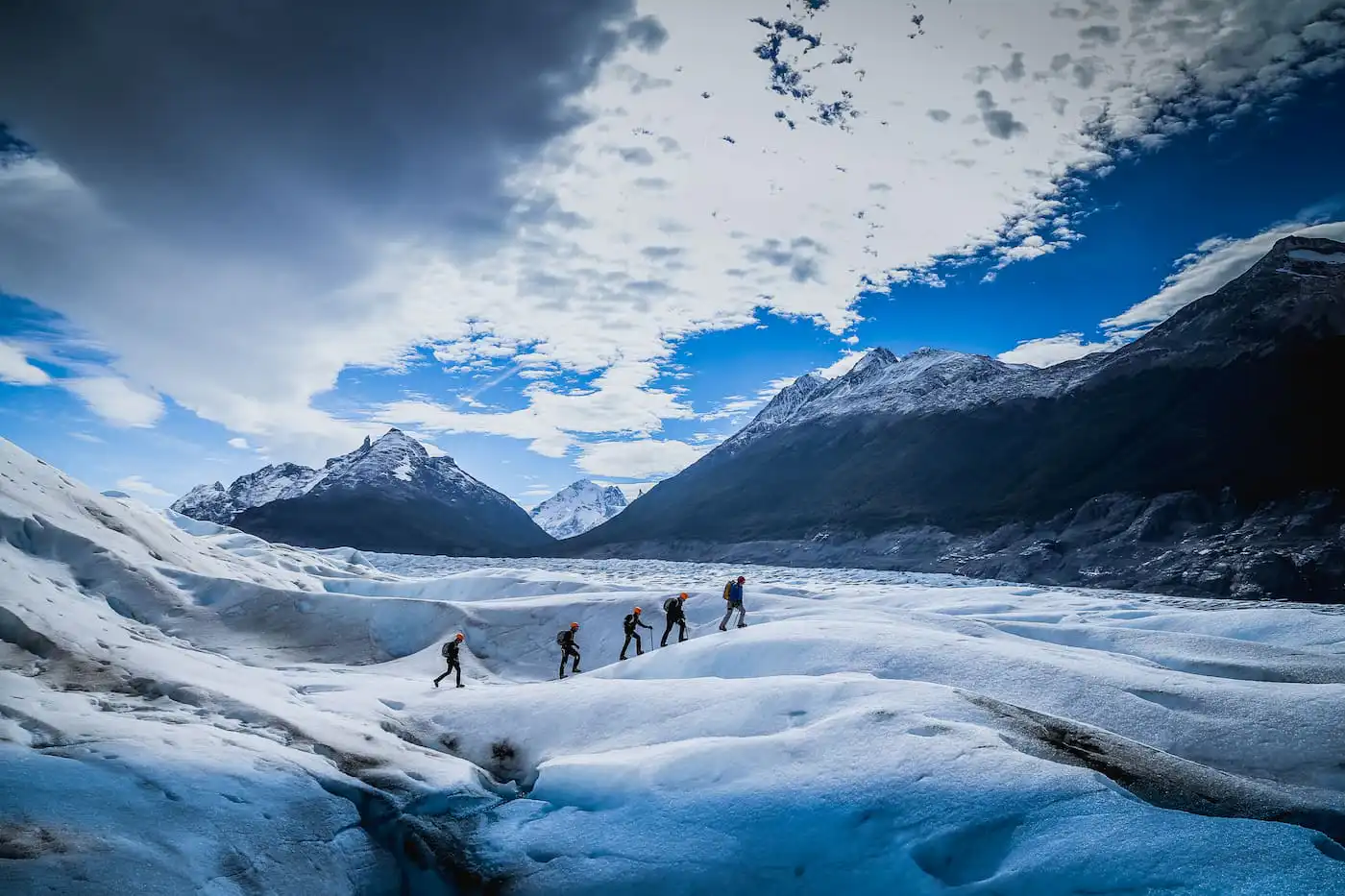 ice trekking on grey glacier