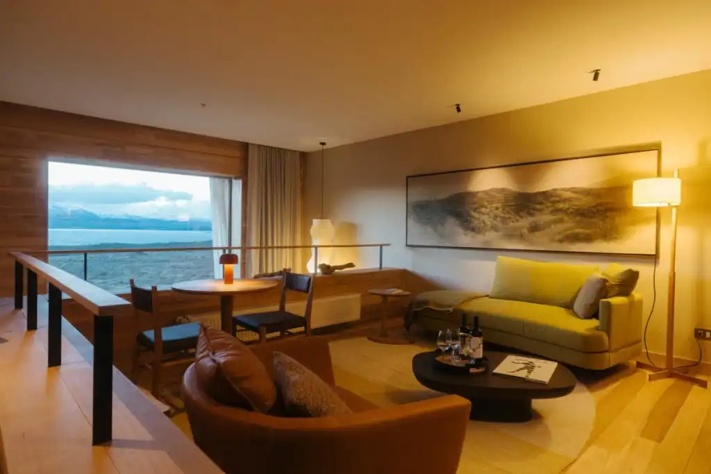 Tierra patagonia bedroom with couch and resting area