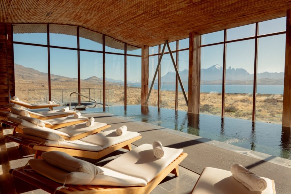 Spa and lounge area in Tierra Patagonia