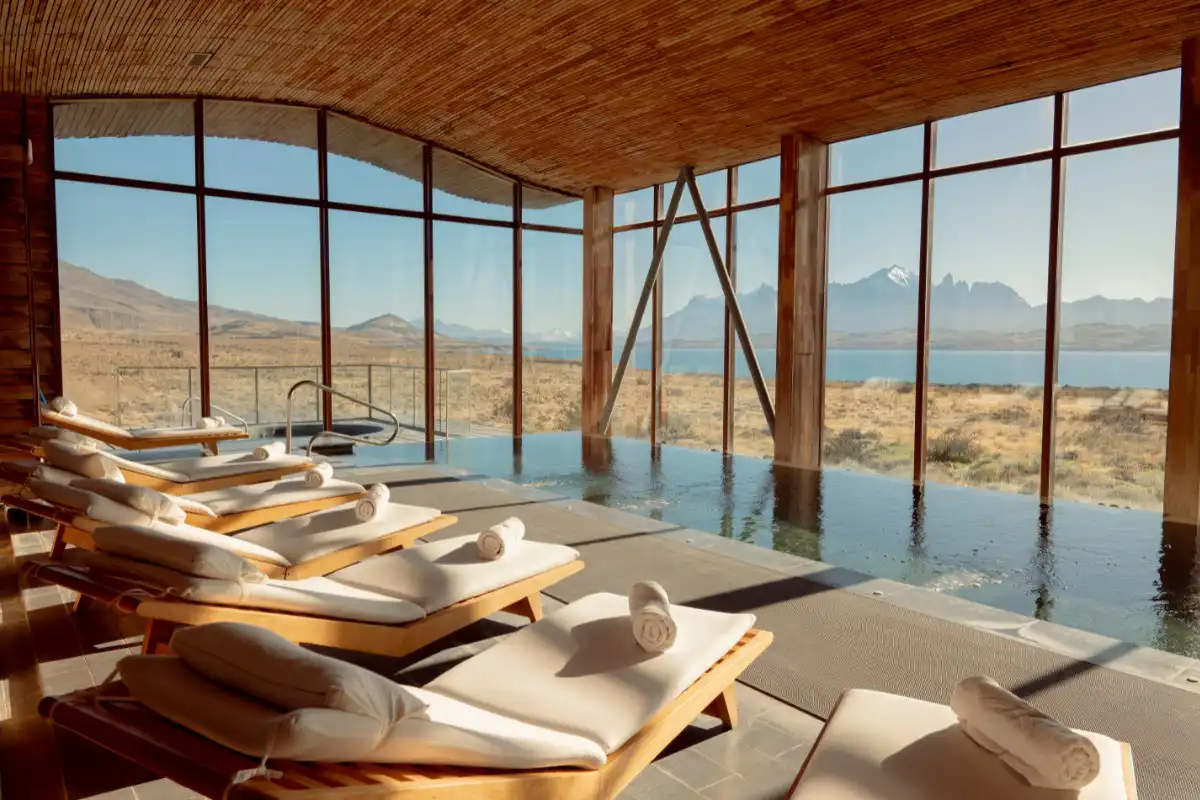 Spa and lounge area in Tierra Patagonia