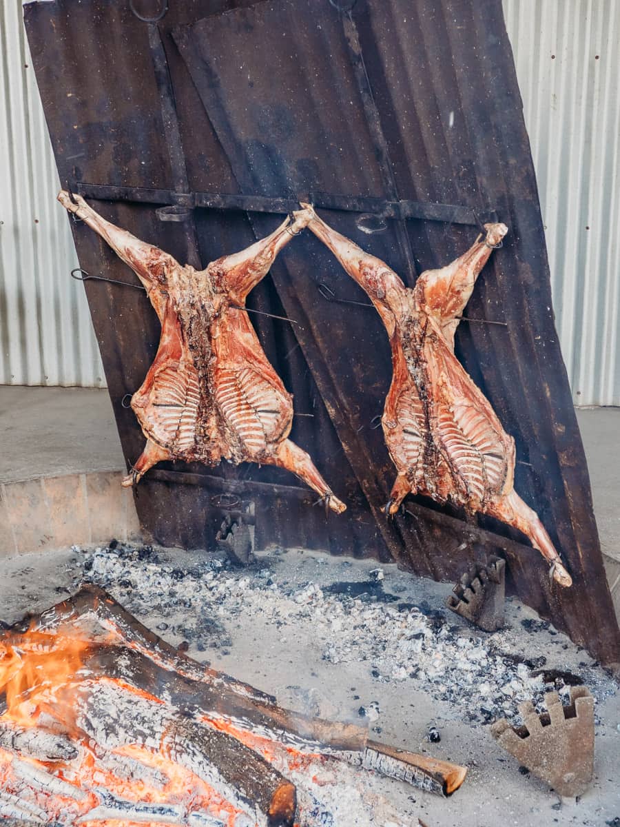 cooking lamb at an Estancia in Patagonia