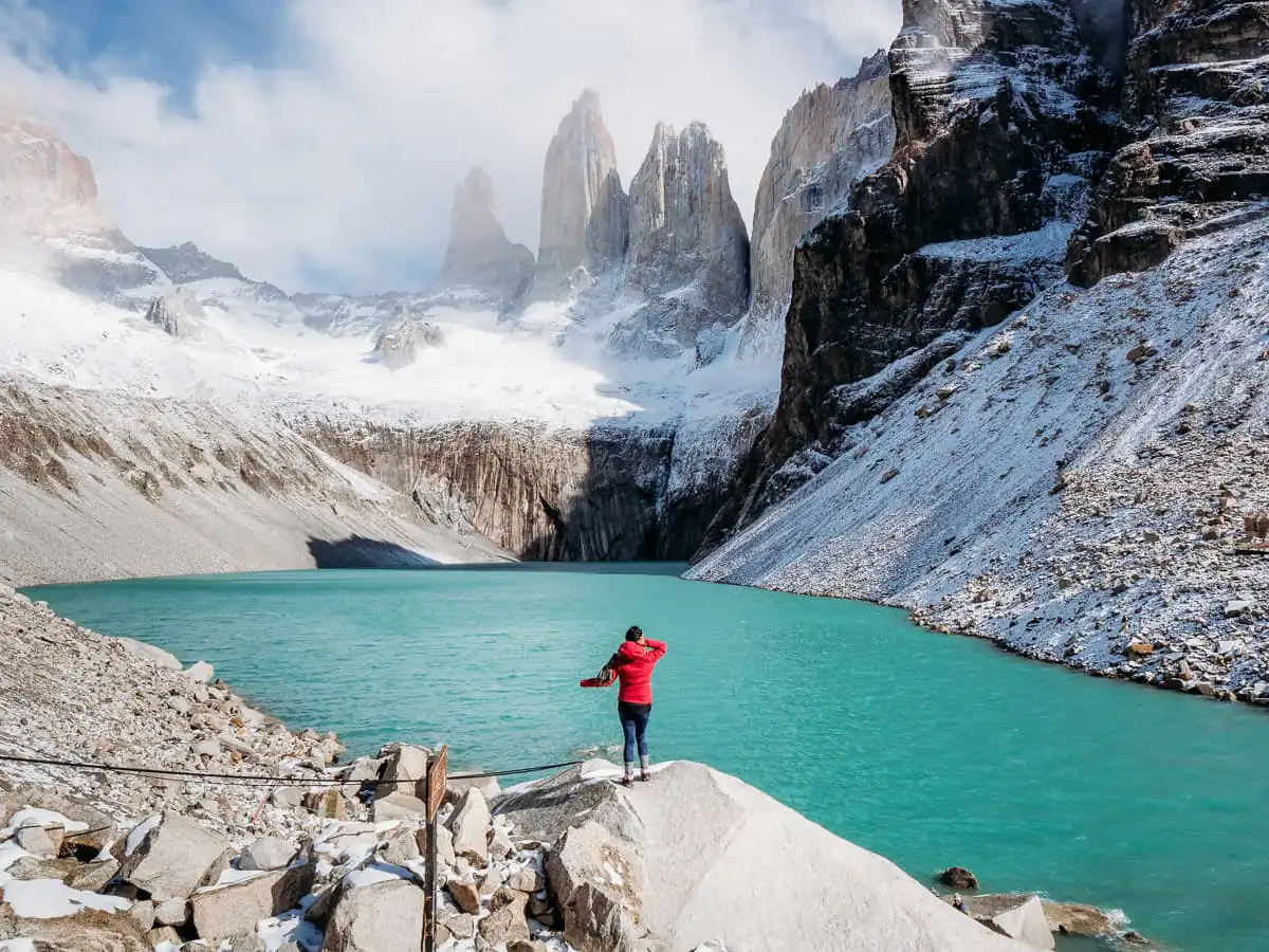 Viewpoint of Base de Torre hike with turquoise lagoon