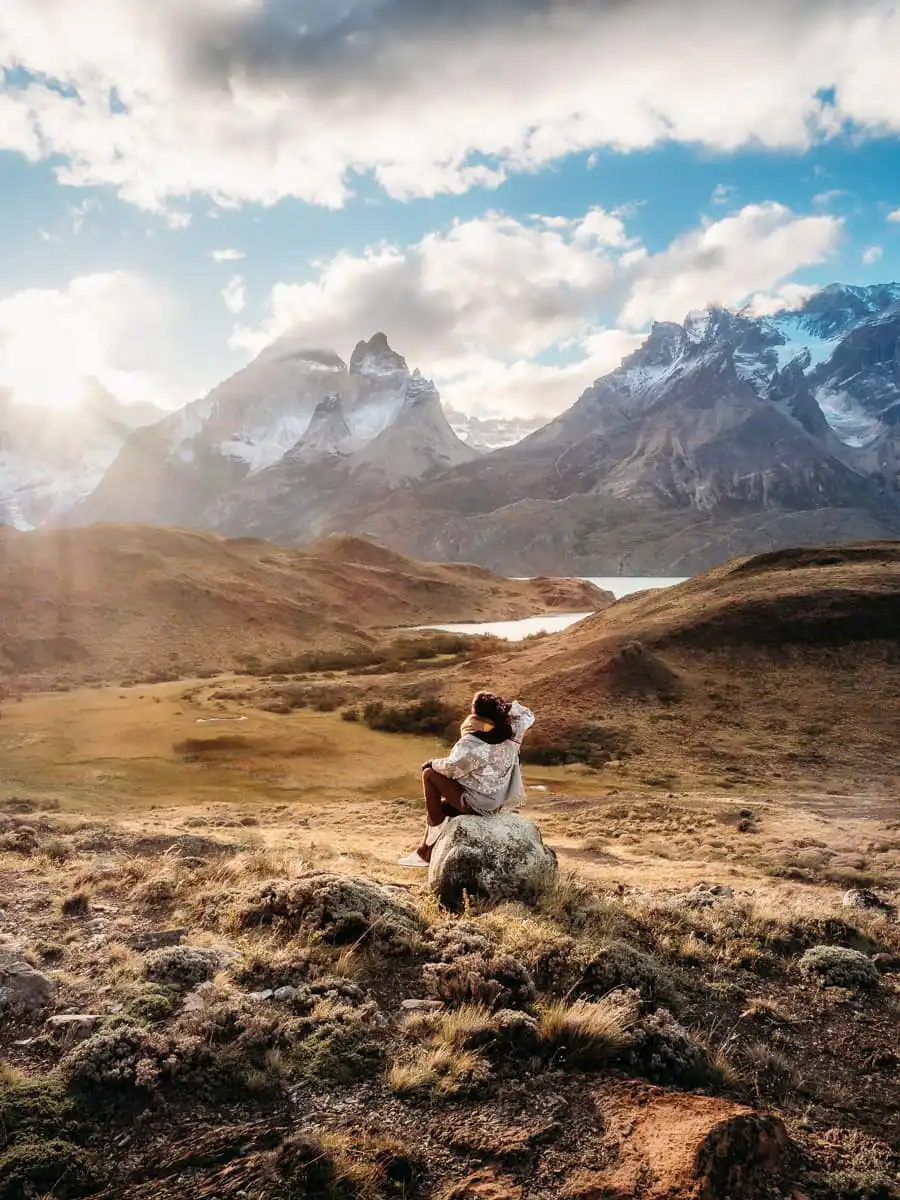 Sitting enjoying the view of Torres del Paine
