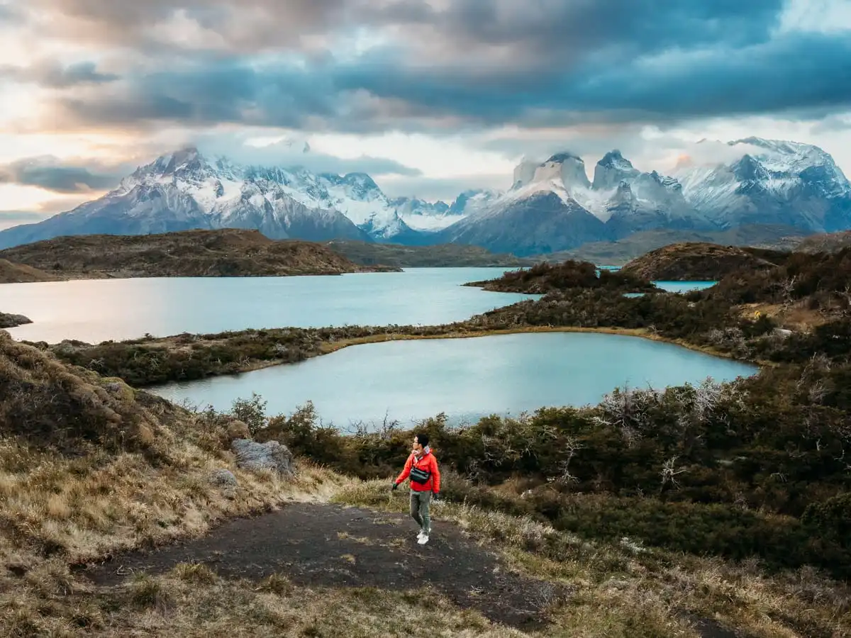 view of sunset in torres del paine free viewpoint
